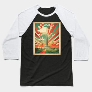 Brasilia Brazil Vintage Tourism Travel Poster Baseball T-Shirt